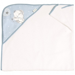 Toalla con capucha para bebé en azul o rosa ELEFANTINO algodón suave