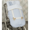 Saco carrito bebé de invierno con polipiel y pelo LEATHER color azul