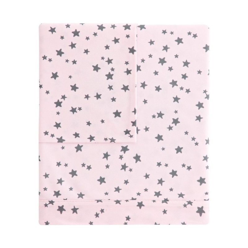 Sábanas de algodón 200 hilos para bebé LITTLE CROWN estrellas rosas