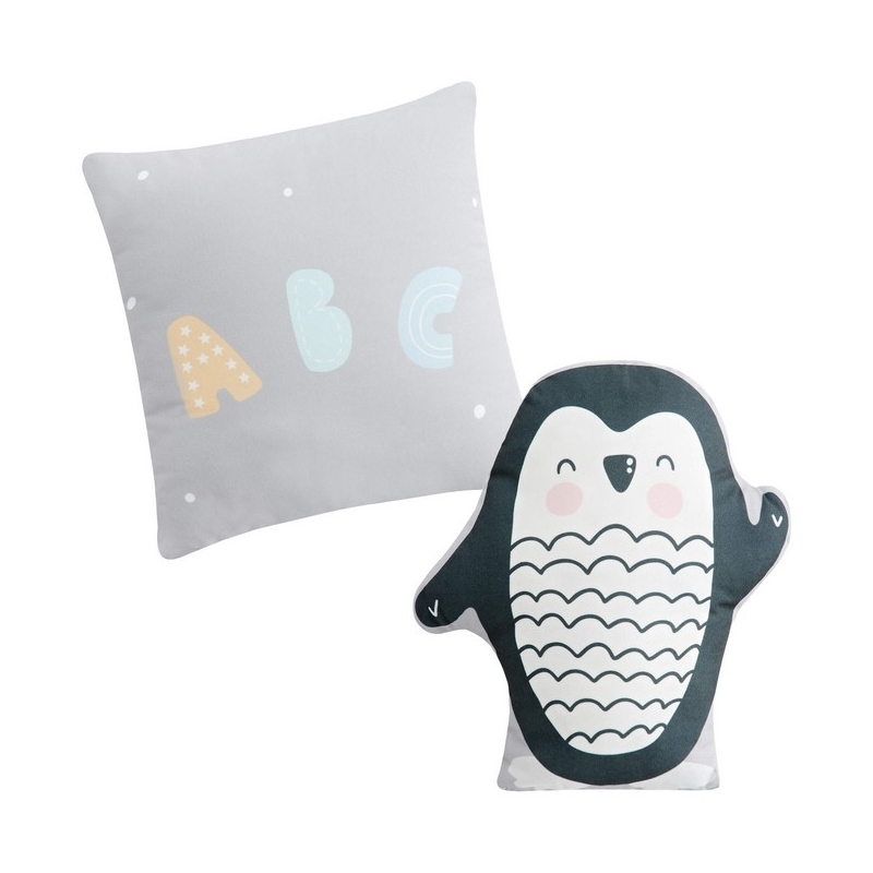 Cojines con forma de pingüino y dibujo de letras PENGUIN premium de Pekebaby