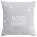 Cojin decorativ de cuna GOOD NIGHT dibujo reversible rosa