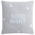 Cojin decorativ de cuna GOOD NIGHT dibujo reversible azul
