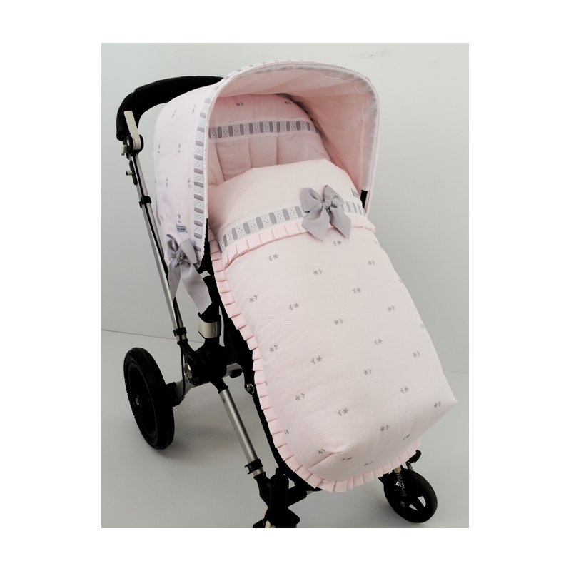 Saco carrito de niña o niño con flores bordadas BLUME en rosa