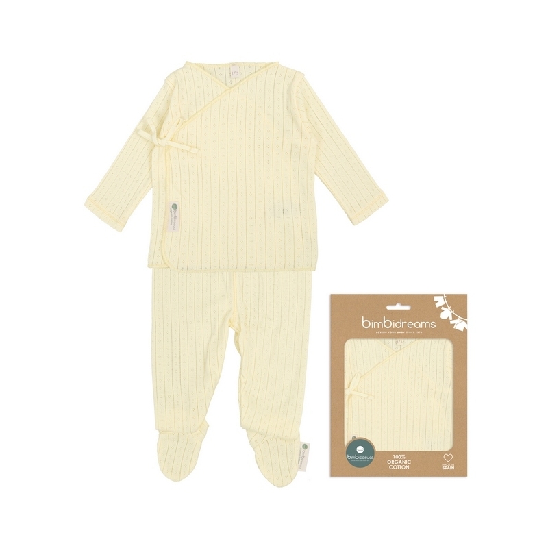 Jubón y polaina de bebé talla 0 en algodón DESAGUJADO color beige
