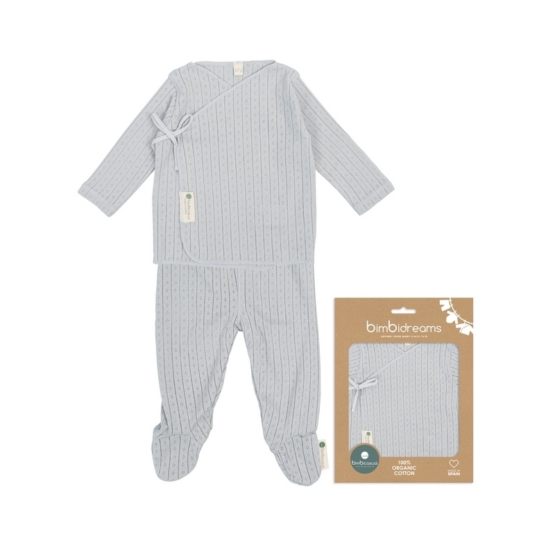 Polaina algodón de punto con camisetita para bebé DESAGUJADO color gris