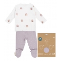 Jubón bebé niña con polaina en algodón punto ARCOIRIS color malva reverso
