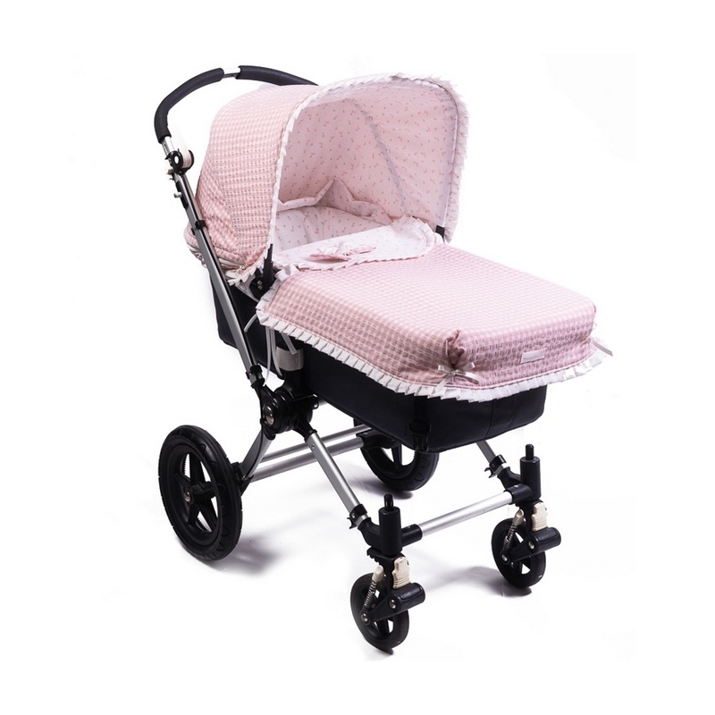 Saco personalizado con colcha para coche del bebé SEERSUKER cuadraditos rosa