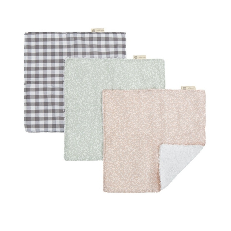Lote 3 toallas para bebé de 30x30 cm PROVENZA color verde, gris o rosa