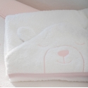 Maxicapa de rizo para secar al bebé TEDDY capucha de oso rosa