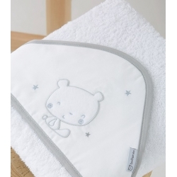 Maxicapa de baño para bebé DOLCE capucha de osito en gris o lino